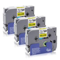 Pristar TZE-641 18mm 3/4 P-Touch Black on Yellow Tape, 3-Pack, 0.7' x 26.2 Feet, Compatible Laminated TZ Tape Brother Tze641 TZ-641 TZ641, for Label Maker Brother PT-D400AD PTD600 PT-P700 PT2730 Cube