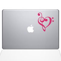 The Decal Guru 1947-MAC-13A-BG Music Heart Decal Vinyl Sticker, 13" MacBook Air, Pink