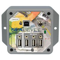 Sealevel High Speed 4-Port USB 2.0 Hub with Battery Charging Downstream Port and SeaLATCH Locking USB Ports; Includes SeaLATCH Locking USB Device Cable and 5VDC @ 4A Power Supply