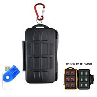 Memory Card Case, LXH Holder SD SDHC SDXC CF MSD TF Micro SD Card Durable Waterproof Storage Computer Camera Card Cartridge With Carabiner & Card Reader For 12 SD & 12 TF/Micro SD (24 Slots)