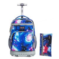 Tilami Rolling Backpack 18 inch with Pencil Case Wheeled Laptop Bag,Galaxy