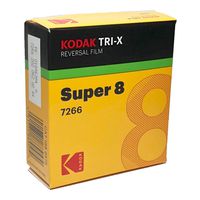 Kodak TXR-464 Tri-X Reversal Black & White, Silent Super 8 Movie Film, 50 Foot Cartridge, Film #7266, ISO 200 / 160, USA
