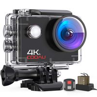 COOAU 4K 20MP Wi-Fi Action Camera External Microphone Remote Control EIS Stabilization Underwater 40M Waterproof Sport Camera Time Lapse with 2X1200mAh Batteries and 20 Accessories (4K)