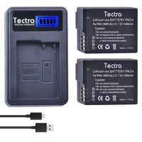 Tectra DMW-BLC12 DMW-BLC12E DMW-BLC12PP Batteries (2Pack) + LCD USB Charger for Panasonic Lumix DMC-FZ200, DMC-FZ1000, DMC-FZ2500, DMC-G5, DMC-G6, DMC-G7, DMC-GX8, DMC-G85, DMC-GH2