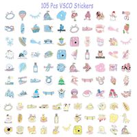 105 PCs Water Bottles Stickers for VSCO Girls - Laptops Sticker for Teens Feminist - Cute Aesthetic Trendy Waterproof Vinyl Sticker Pack for Hydro Flask Tumbler Cameras Phone Luggage Graffiti Decal