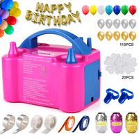 160 Pcs Balloon Pump KINBON Electric Portable Dual Nozzle Electric air Balloon Blower Pump, Electric Balloon Inflator for Party Birthday Wedding Festival(Rose Red 110V 600W)