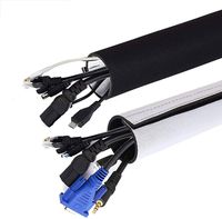 Gikbay Homga 120 Inch Cable Management Sleeve, Cord Organizer Adjustable Cable Sleeve,Cable Organizer Sleeve, Black and White Flexible Neoprene Cable Organizer(2PCS)