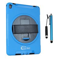 Cellular360 Shockproof Case for Apple iPad Pro 9.7 (2016), Handy Case with 360 Degrees Rotatable Kickstand and a Leather Handle (Blue)