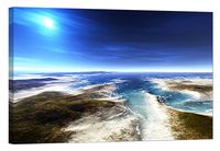 LightFairy Glow in The Dark Canvas Painting - Stretched and Framed Giclee Wall Art Print - Beach Ocean Horizon - Master Bedroom Living Room Decor - 6 Hours Glow - 46 x 32 inch