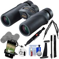 Nikon Monarch 7 10x30 ED ATB Waterproof/Fogproof Binoculars with Case + Harness Strap + Tripod & Smartphone Adapters + Monopod + Kit