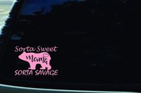 Southern Fried Decals 6" X 4" Mama Bear Sorta Sweet Sorta Savage Pink Funny Vinyl DIE Cut Decal for Your car, Truck, Window, Laptop, MacBook, or Any Other Smooth Surface