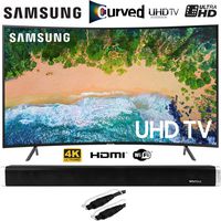 Samsung UN55NU7300 55" NU7300 Curved Smart 4K UHD TV (2018) with Vivitar 24-Inch Wall Mountable Wireless Bluetooth Soundbar