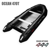 Seamax Ocean470T 15.5 Feet Commercial Grade Inflatable Boat, Max 12 Passengers and 40HP Rated (Black, 20" Long Shaft)