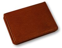 Budd Leather Company Lizard Printed Leather Business Card Case, Tan (552282L-3)