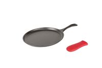 Lodge L9OG3ASHH41B Cast Iron Griddle and Hot Handle Holder, 10.5", Black/Red