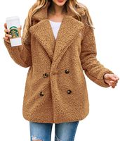 PRETTYGARDEN Women's Warm Long Sleeve Lapel Open Front Button Draped Fleece Coat Fluffy Outwear with Pockets