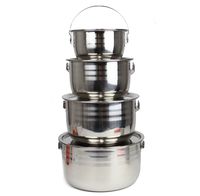Wealers Stainless Steel Outdoor Pots/Cookware, Select-A-Size, Pot Set is Great for Camping, Hunting, Hiking, Backpacking, BBQ or a Picnic (Full Set Included)