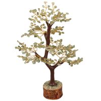 FASHIONZAADI Green Jade Bonsai Money Crystal Tree Natural Feng Shui Gemstone Trees Healing Crystals Reiki Stone Chakra Good Luck Home Office Décor Health Prosperity Size 10-12 inch (Golden Wire)