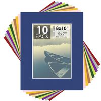 Mat Board Center, Pack of 10, 8x10 Mixed Colors White Core Picture Mats Mattes Matting for 5x7 Photo