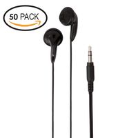 Egghead EGG-IAG-1012-SO-50 Economy Earbud Headphones with Foam Ear Cushions, Black (Pack of 50)