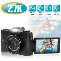 Digital Camera Video Camcorder, Nycetek Video Camera for Vlogging and YouTube 30MP Ultra HD 2.7K 3.0 Inch 180 Degree Rotation Selfie Flash Light 16 Digital Zoom(Include an External Mic)