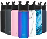 Simple Modern 18oz Summit Water Bottles with Straw Lid - Vacuum Insulated Tumbler Double Wall Travel Mug 18/8 Stainless Steel Flask -Prism