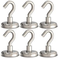 GREATMAG Magnetic Hooks, 80 lbs Heavy Duty Magnet Hooks, Super Powerful Neodymium Magnets for Hanging, 1.26 Inches Diameter, Pack of 6