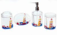 Locco Decor 4 Piece Acrylic Liquid 3D Floating Motion Bathroom Vanity Accessory Set Lighthouse 
