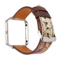 YOSWAN Replacement Band for Fitbit Blaze, Watchband Floral Soft Leather Strap Replacement Watch Band Wristband Bracelet Strap and Frame for Fitbit Blaze (Retro Flower Red)