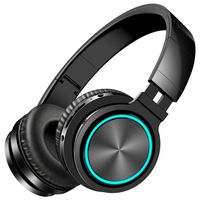 Picun Bluetooth Headphones 25 Hours Playtime Cool LED HiFi Stereo Wireless Headphones with HD Mic, Foldable Headset with Deep Bass, Soft Earmuffs, TF/Wired Mode for Kids Boys Tablet PC TV (Black)