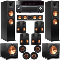 Klipsch 11.2 Dolby Atmos Home Theater System with RP-280F Tower Speakers, 450C Center, R-115 Subwoofers, 250s Surround, CDT-5800CII Ceiling, with Yamaha RX-A3070 Receiver