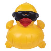 GAME 5001 Inflatable Derby Duck Pool Toy, Easy-to-Inflate, Durable Vinyl, Hanging Loop