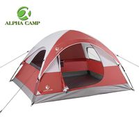 ALPHA CAMP 3 Person Camping Tent - 7' x 8' Red