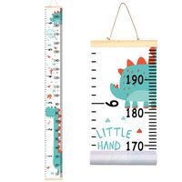 Sylfairy Kids Growth Chart, Wall Ruler Wood Frame Fabric Canvas Removable Height Measure Chart for Boys Girls Growth Ruler Unicorn Wall Room Decoration 79''7.9''（Green Dinosaur)