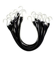 ABN EPDM Rubber Straps - 21in Black Rubber Tie Down Straps with Hooks (36in Max Stretch) Rubber Bungee Cords, 10 Pack