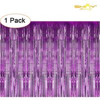 ShinyBeauty Sparkly Foil Fringe Short-3FTx8FT--Metallic Foil Fringe Curtains Photo Backdrop Decorations for Wedding/Party/Curtain/Christmas/Prom (Purple)