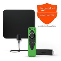 Fire TV Stick 4K + AmazonBasics HD Antenna + Protection Plan + Mission Cable Remote Cover (Green)