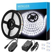 Dimmable LED Strip Lights, MINGER White Strip Light LED Mirror Lights Kit for Vanity Makeup Dressing Table 6500K Bright White Daylight, 300 LEDs, 16.4FT Under Cabinet Lighting Strips for Kitchen