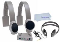 Audio Fox Wireless TV Speakers Value Bundle with Stereo Headphones and Liberty Cleaning Cloth (Gray)