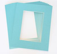 Pack of 10 LIGHT BLUE 11x14 Picture Mats Matting with White Core Bevel Cut for 8x10 Pictures