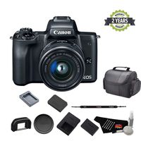 Canon EOS M50 Mirrorless Digital Camera with 15-45mm Lens and 4K Video 2680C011 Bundle with Spare Battery and Travel Charger- International Model w/ 2 Year Seller Warranty