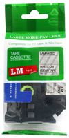 LM Tapes - Brother PT-D400 3/8" (9mm 0.35 Laminated) White on Clear Compatible TZe P-touch Tape for Brother Model PTD400 Label Maker with FREE Tape Guide Included