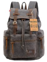 Berchirly Casual Canvas Leather Laptop Backpack Travel Bag