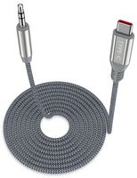 USB C to 3.5mm Audio Aux Cable, Jelanry Type C Male to 3.5mm Male DAC Hi-Res Chip Digital Audio Adapter Nylon Braided 6.6ft Headphone Home Audio Car Stereo Cord Compatible with All USB C Device Grey