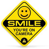 Bigtime Signs Smile You're On Camera Security System Sign for Video Surveillance - 12 inch Diamond with Predrilled Hole - Rigid, Strong PVC Material for Home or Business