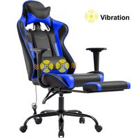 Gaming Chair Office Chair Desk Chair Massage PU Leather Recliner Racing Chair with Headrest Armrest Footrest Rolling Swivel Task PC Ergonomic Computer Chair for Back Support, Blue