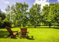 Leowefowa 7X5FT Spring Countyard Backdrop Nature Forest Backdrops for Photography Wood Recliner Green Grassland Rural Scene Vinyl Photo Background Lover Portraits Studio Props