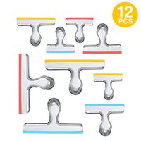 12 Pack 3 Sizes Chip Bag Clips Covered with Silicone - NO More Sharp Edges - Air Tight Seal Bag Clips, Bright Silver, 6 Inches, 3 Inches and 2.5 Inches