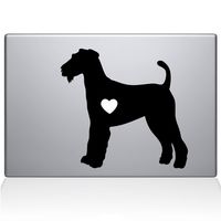 The Decal Guru Airedale Terrier Love Silhouette Decal Vinyl Sticker, 13" MacBook Air, Black (2335-MAC-13A-BLA)