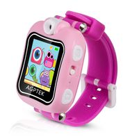 AGPTEK Kid Smartwatch for Girls, Smart Watch with HD Touch Screen, Rotating Camera, Games, Alarm Clock, Video, Recordings, Stopwatch, Pink